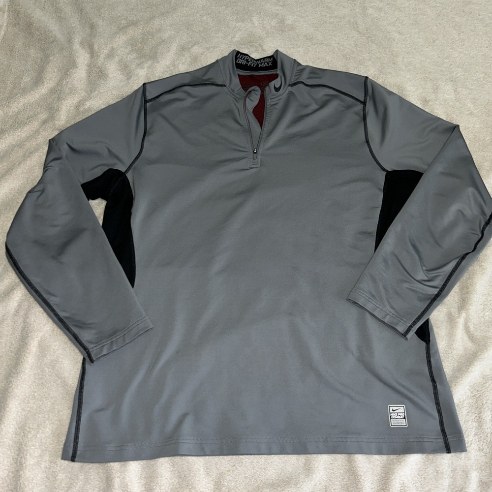 Nike Pro Combat Hyperwarm Dri-Fit Max 1/4 Zip Athletic Fitted Pullover Shirt XXL